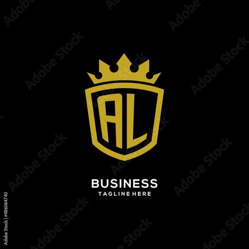Initial AL logo shield crown style, luxury elegant monogram logo design
