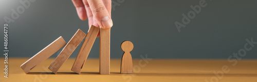 man insurance with wooden people photo