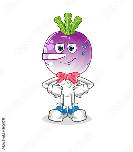 turnip head cartoon lie like Pinocchio character. cartoon vector