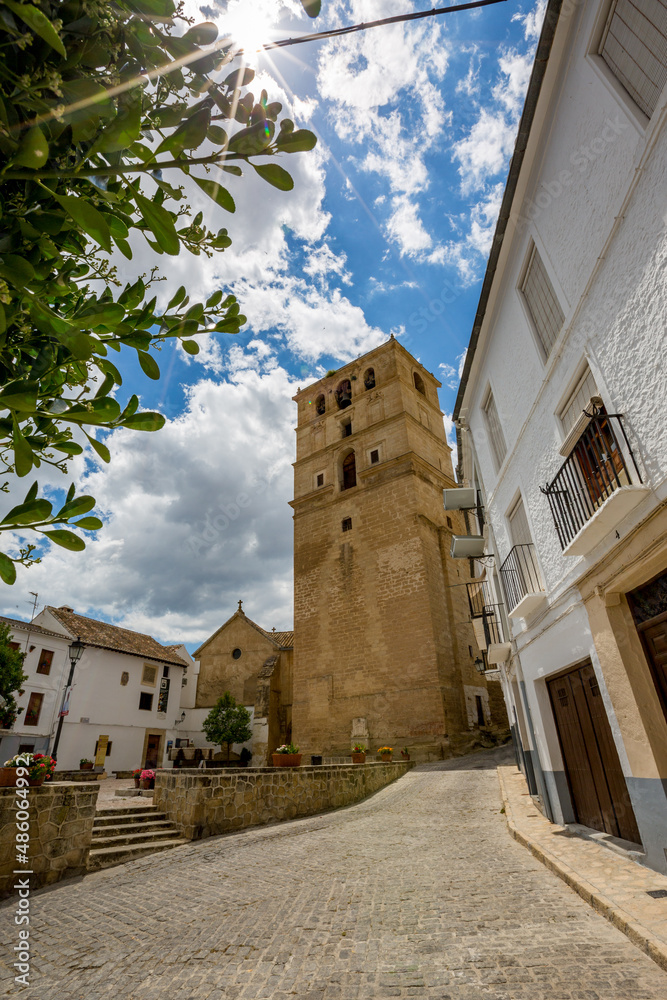 Square with tower. Alhama de Granada, Andalusia, Spain.
Beautiful and interesting travel destination in the warm Southern region. Public street view.