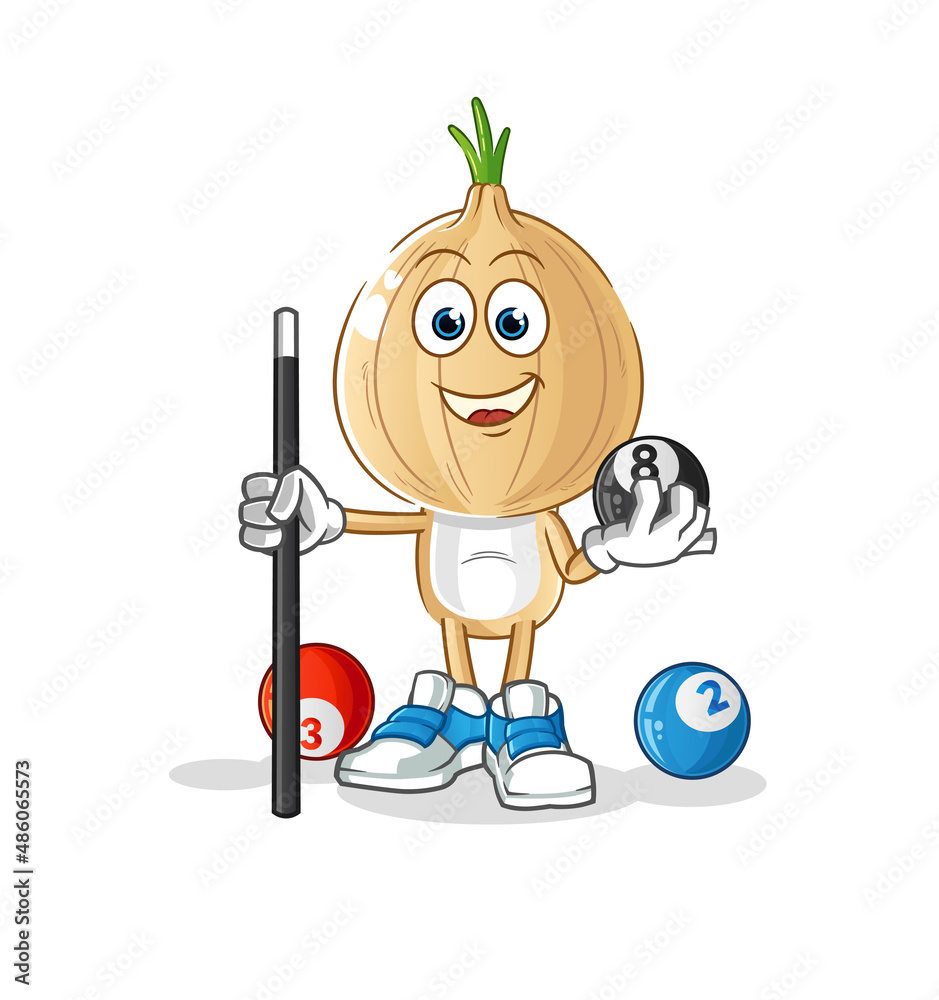 garlic head cartoon plays billiard character. cartoon vector garlic head cartoon plays billiard character. cartoon vector