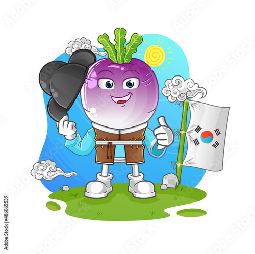 turnip head cartoon korean culture vector. cartoon character