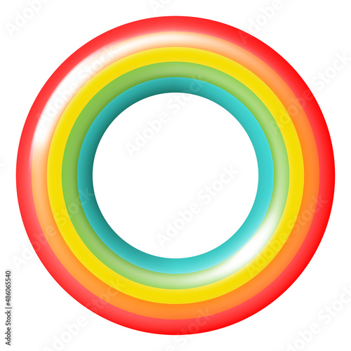 Rubber rainbow ring. Kid swim float circle