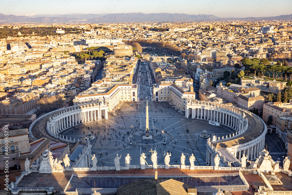 view from the top of the dome of St. Peter's Basilica. St. Peter's Square. Italy. travel