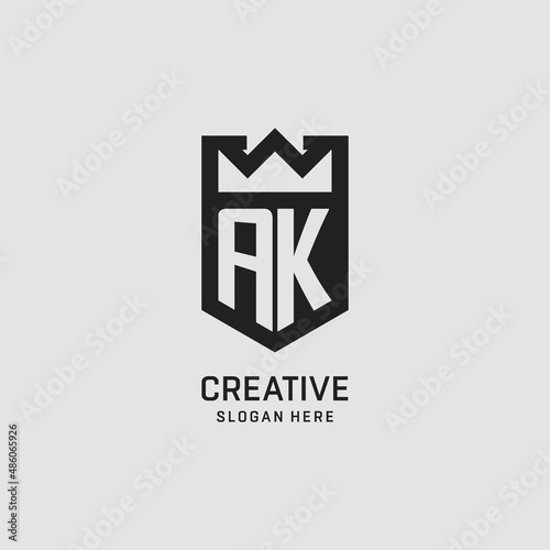 Initial AK logo shield shape, creative esport logo design