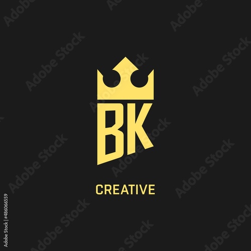 Monogram BK logo shield crown shape, elegant and luxury initial logo style