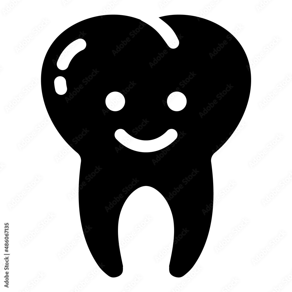 Happy Tooth Flat Icon Isolated On White Background Happy Tooth Flat Icon Isolated On White Background