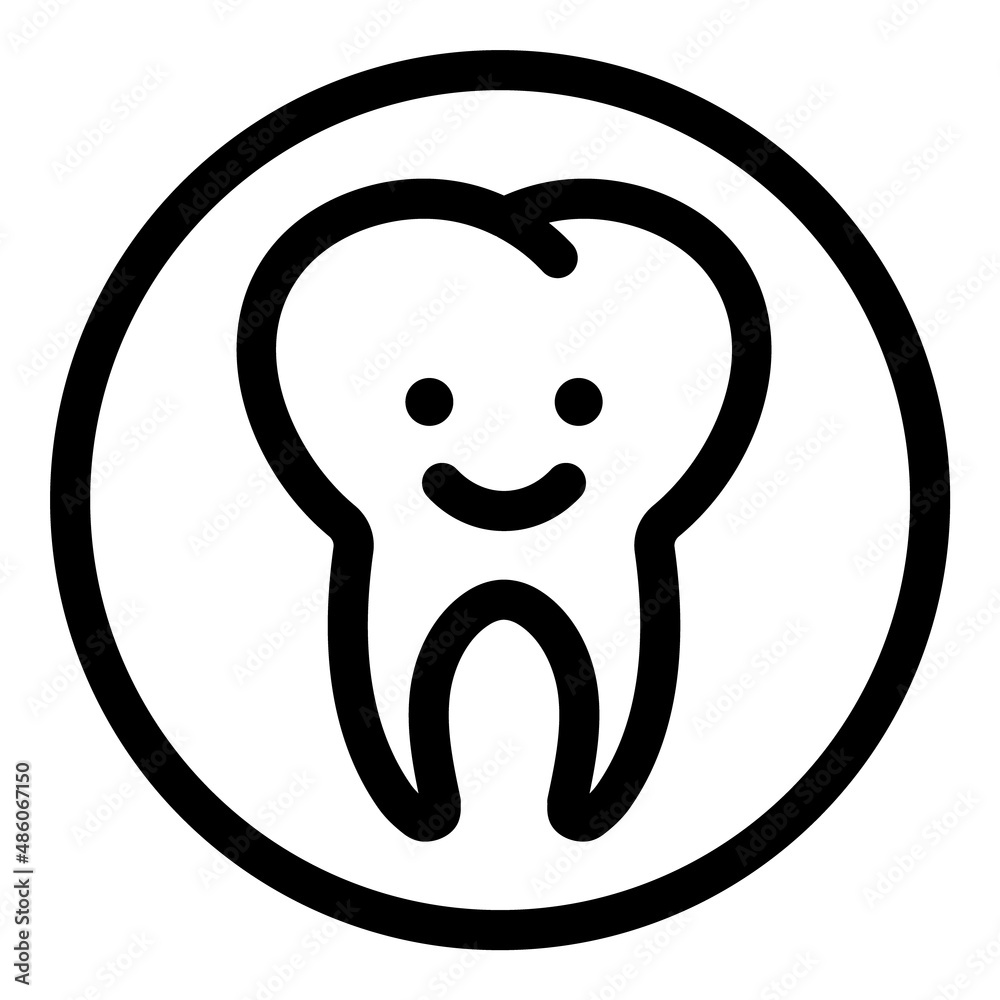Happy Tooth Flat Icon Isolated On White Background Happy Tooth Flat Icon Isolated On White Background