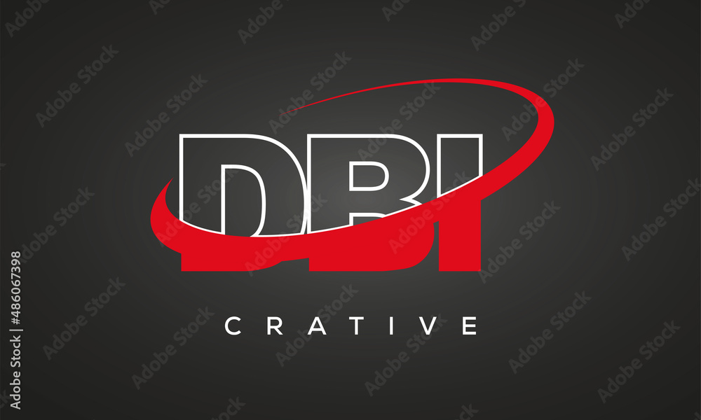 DBI letters creative technology logo with 360 symbol vector art template design