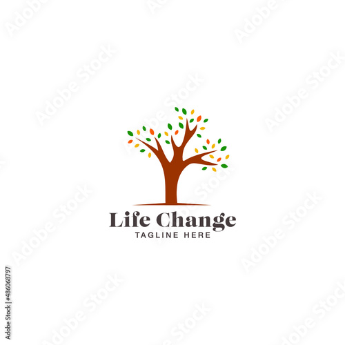 creative life changer logo vector design illustration concept ideas, green tree medical  logo vector design template, therapy logo vector design concept isolated on white background. 