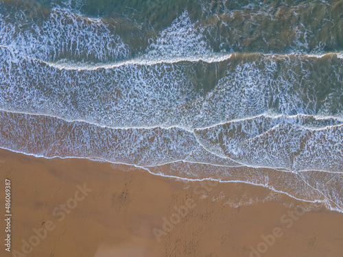 Aerial photography of the sea, beaches and waves