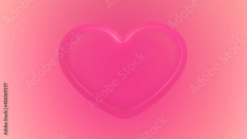  heart shaped water waves on pink romance background  and the heart beats on water .