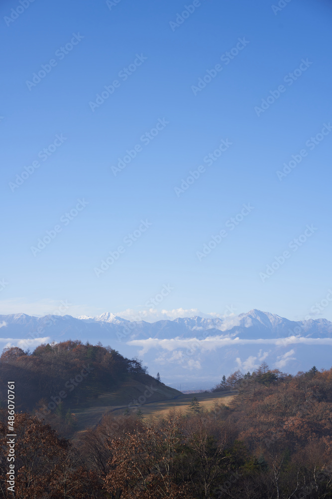 Mt. Kai-Komagatake and the Southern Alps Mountains seen from the Shishiiwa Observatory in Nagano Prefecture