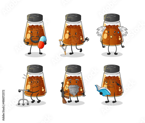 pepper powder elderly character. cartoon mascot vector
