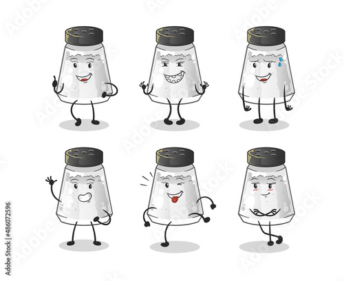 salt shaker happy set character. cartoon mascot vector