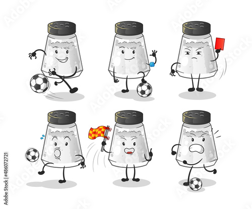 salt shaker football group character. cartoon mascot vector