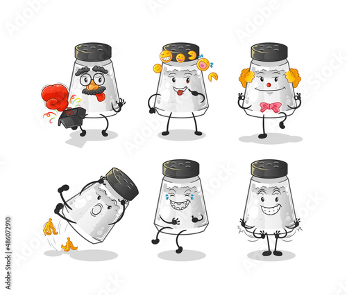 salt shaker comedy set character. cartoon mascot vector © dataimasu