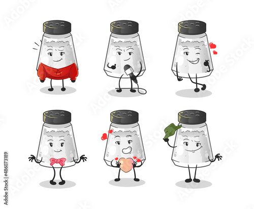 salt shaker korean culture group character. mascot vector