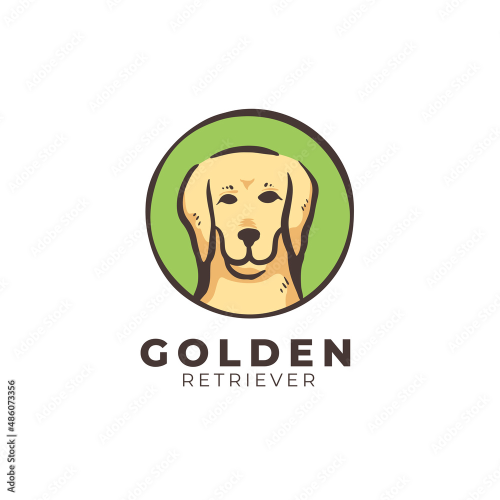 hand drawn golden retriever dog logo design