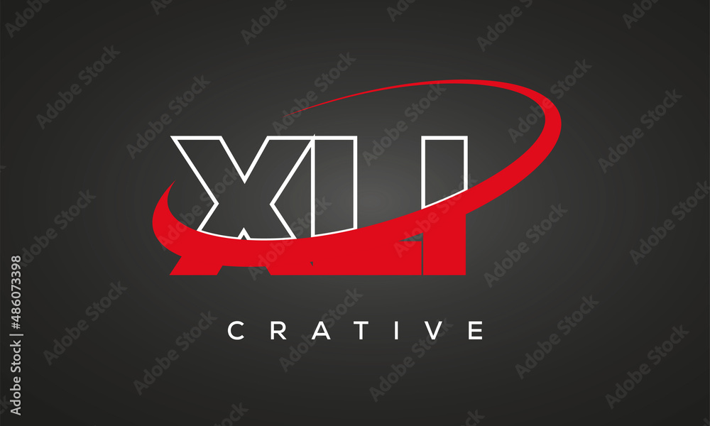 XLI letters creative technology logo with 360 symbol vector art