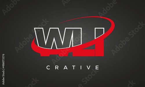 WLI letters creative technology logo with 360 symbol vector art template design photo