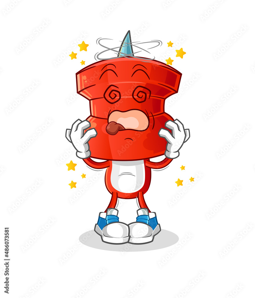 Obraz premium push pin head cartoon dizzy mascot. cartoon vector