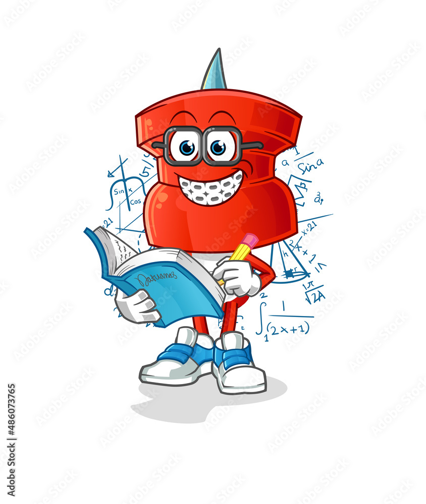 Naklejka premium push pin head cartoon geek. cartoon mascot vector