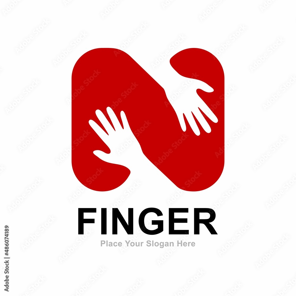 letter N with hand fingers logo vector design. Suitable for hand symbol, partnership, identity, support, and teamwork letter N with hand fingers logo vector design. Suitable for hand symbol, partnership, identity, support, and teamwork