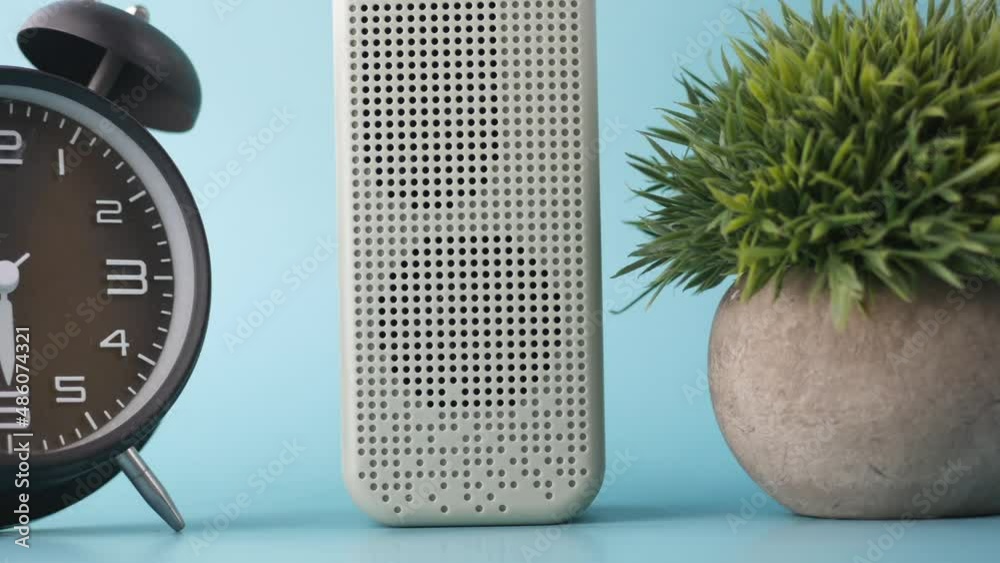 smart speaker and keyboard with copy space on white background 