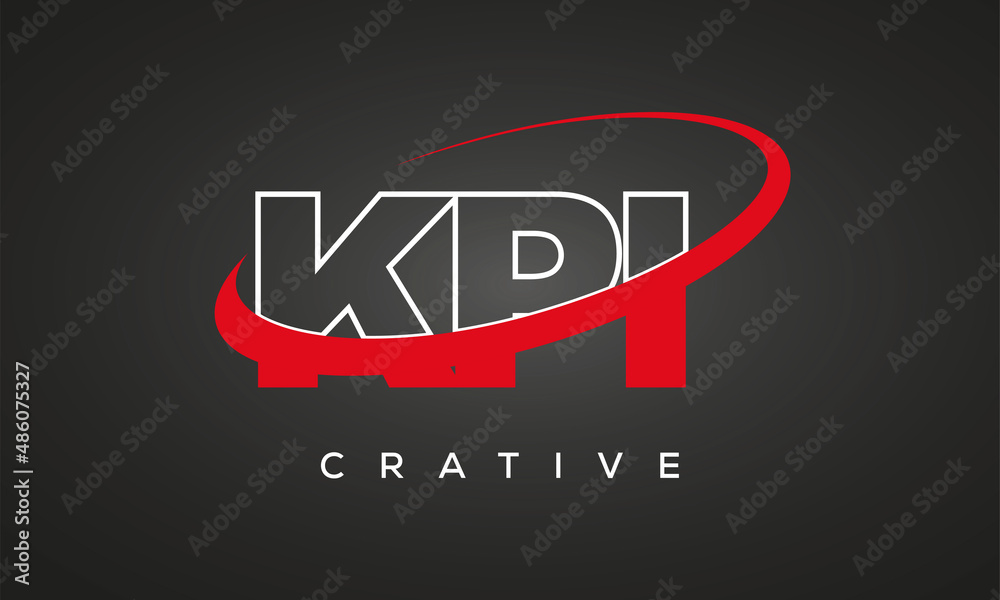 KPI letters creative technology logo with 360 symbol vector art template design
