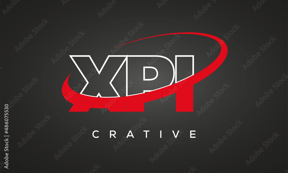 XPI letters creative technology logo with 360 symbol vector art template design