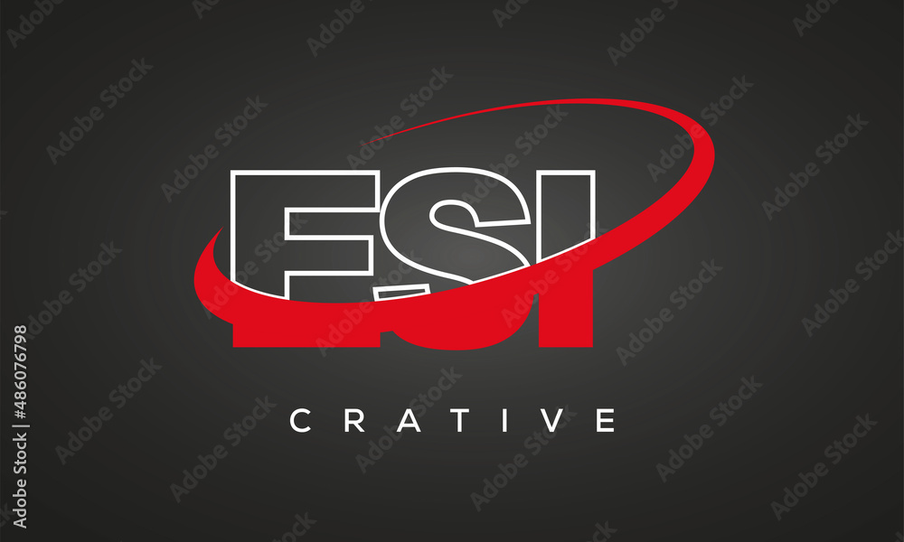 ESI letters creative technology logo with 360 symbol vector art template design