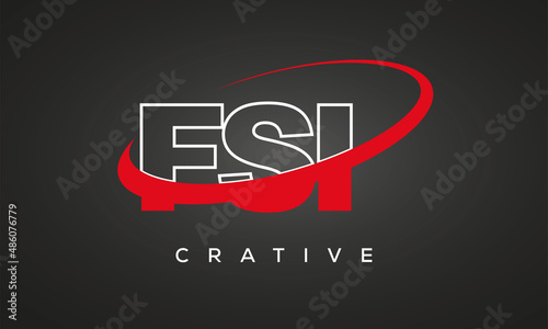 FSI letters creative technology logo with 360 symbol vector art template design