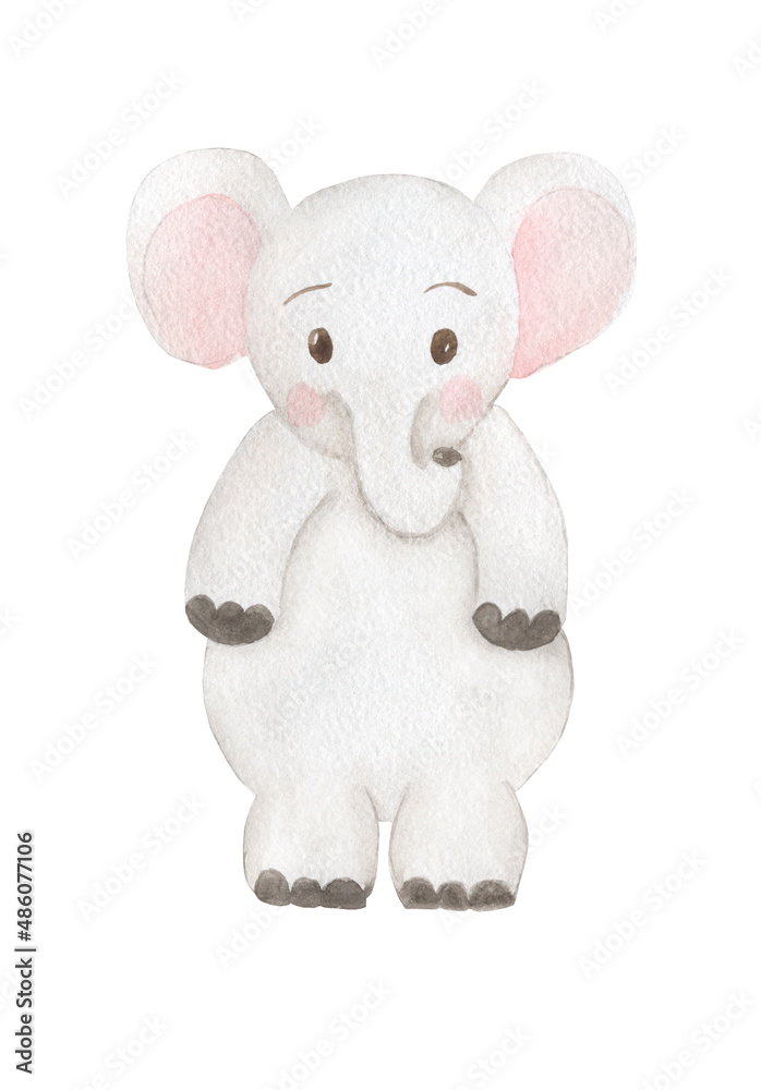 Cute Boho Animal Clipart, Watercolor hand drawn elephant illustration, Kids Wall Art, Baby Shower, Choldren Invitation, Scrapbook clipart, nursery poster