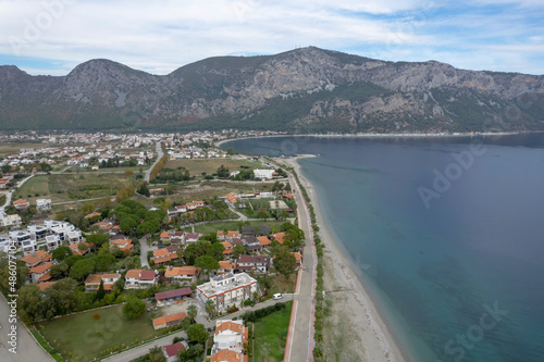 Aerial exposure photo of Ören beach with drone in Muğla city of Turkey. © mylasa