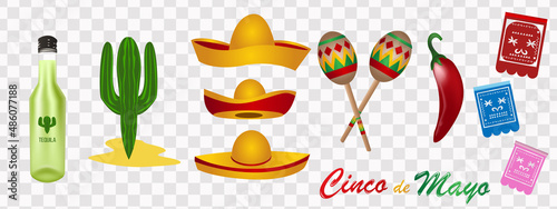Cinco De Mayo. May 5th in Mexico. Realistic holiday attributes. mexican style