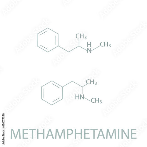 Methamphetamine molecular skeletal chemical formula.	