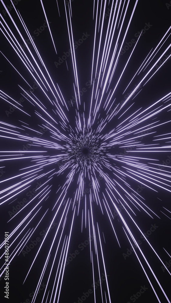 Obraz premium Digital 3D illustration of glowing white lines on a dark background.