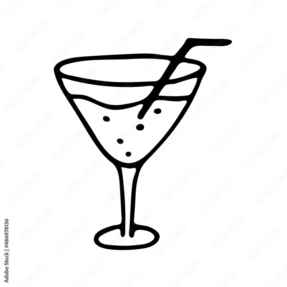 doodle cocktail glass isolated on a white background. Elements of celebration. Doodle, simple outline illustration. A symbol of a holiday, New Year, Christmas, Birthday, Wedding. doodle cocktail glass isolated on a white background. Elements of celebration. Doodle, simple outline illustration. A symbol of a holiday, New Year, Christmas, Birthday, Wedding.