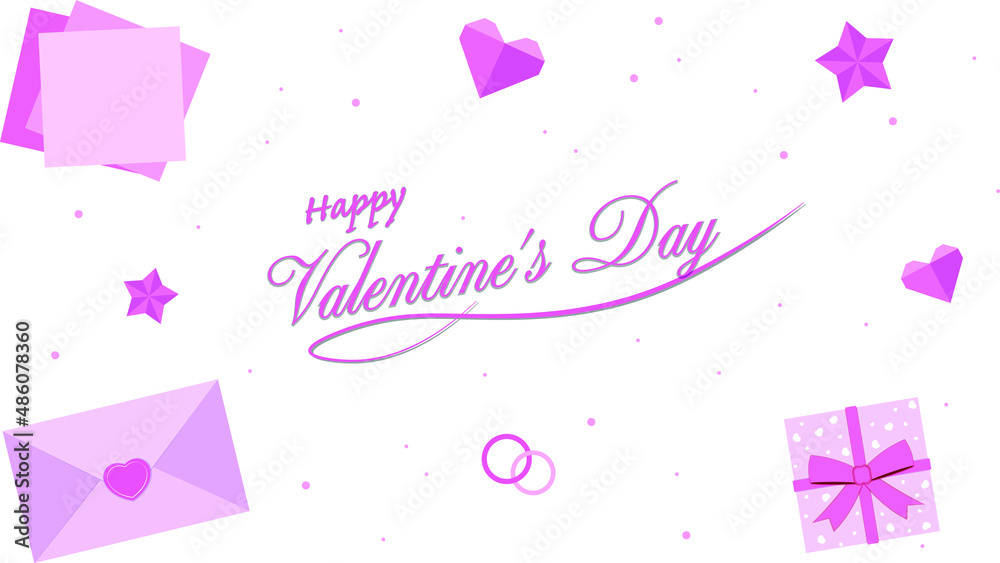 Vector set of Valentine's Day and Valentine's Day greeting cards, gift boxes, origami paper, paper hearts, paper stars.