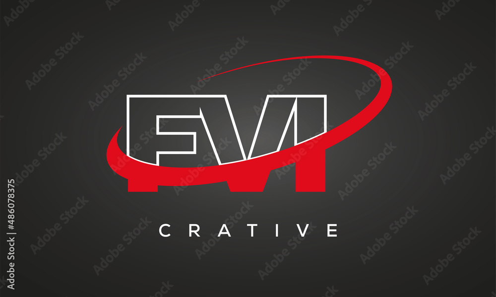 FVI letters creative technology logo with 360 symbol vector art template design
