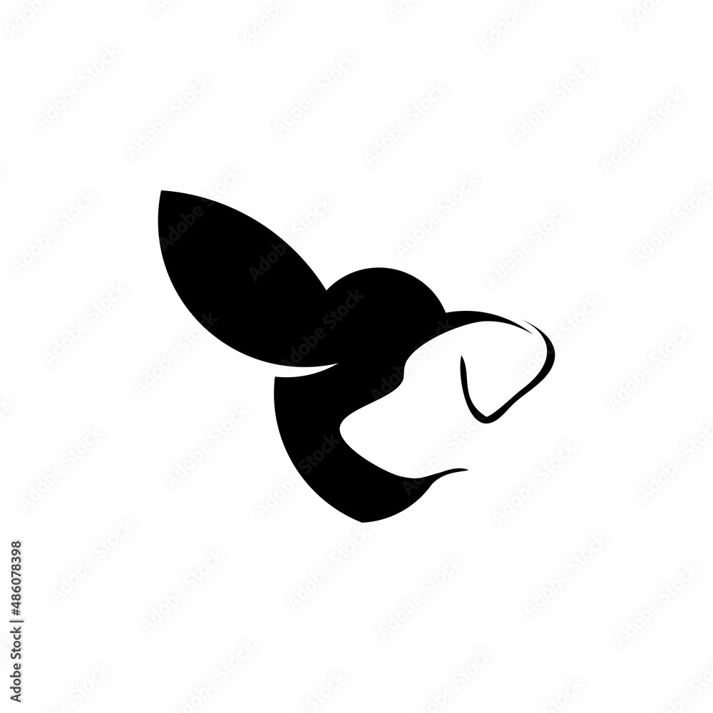 Hummingbird and dog negative space logo