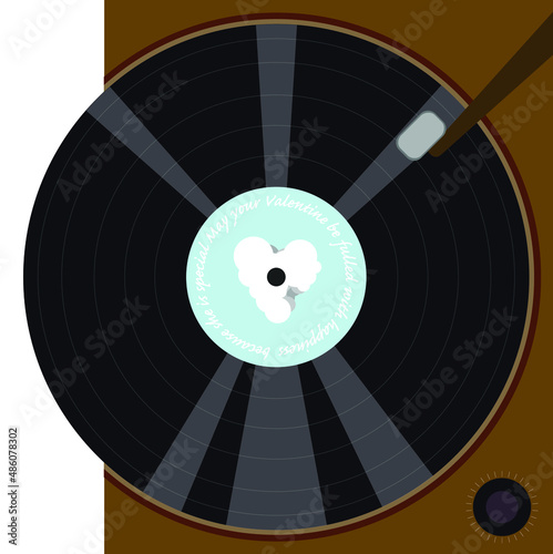 vector illustration of a turntable Old-fashioned music player, music notes, love songs for the festival of love and valentine's day.