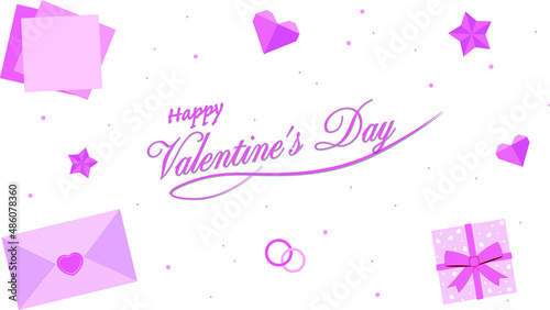 Vector set of Valentine's Day and Valentine's Day greeting cards, gift boxes, origami paper, paper hearts, paper stars.