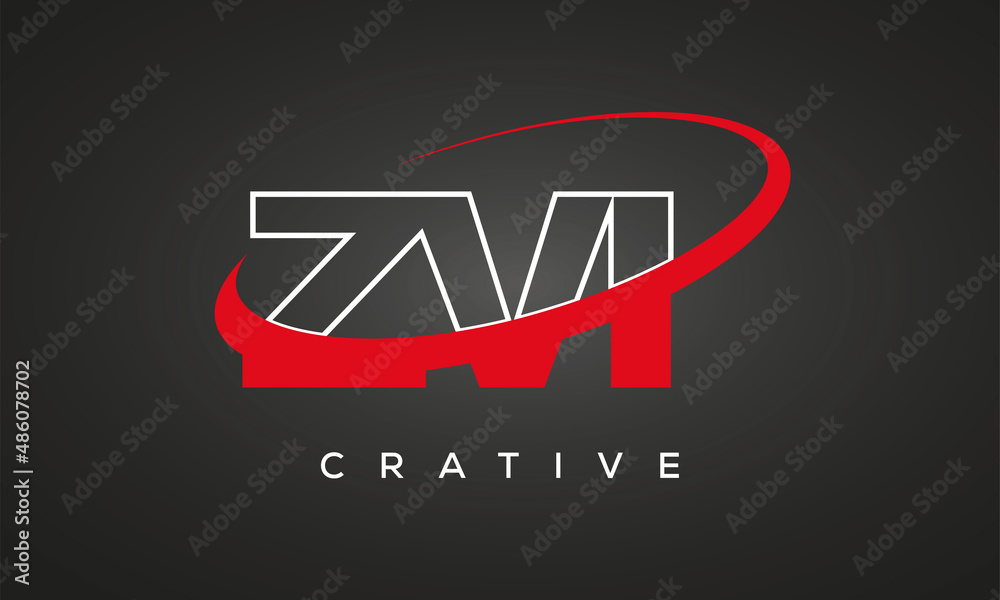 ZVI letters creative technology logo with 360 symbol vector art template design