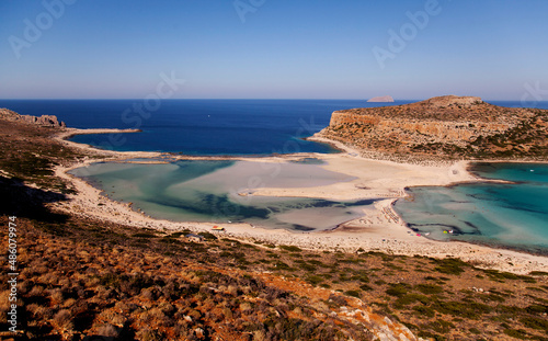 A view of Balos Lagoon in Crete, Greece