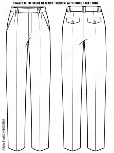 cigarette fit, coat, coats, corporate, corporate wear, fashion flat, fashion flats, fashionable, flared pants, flared trousers, flat, flat sketches, flats, formal, formal wear, front and back, garment