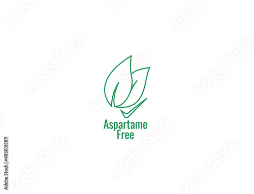 Aspartame free artificial symbol icon. Health product no aspartame sticker stamp