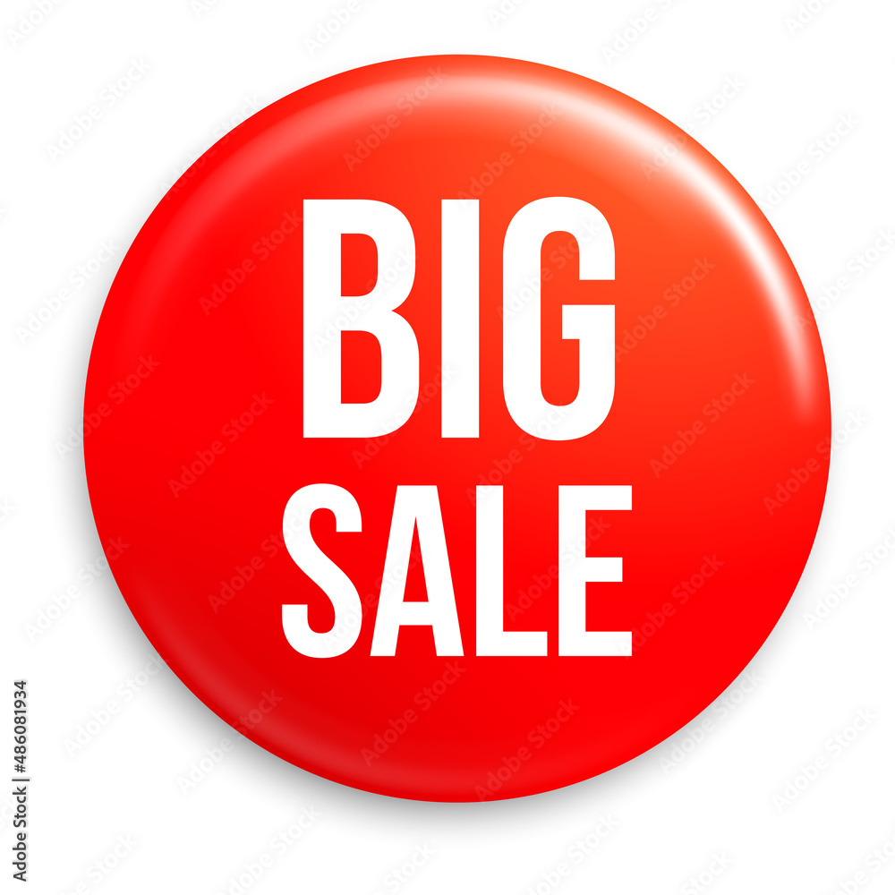 Big sale pin badge. Red realistic mockup Big sale pin badge. Red realistic mockup