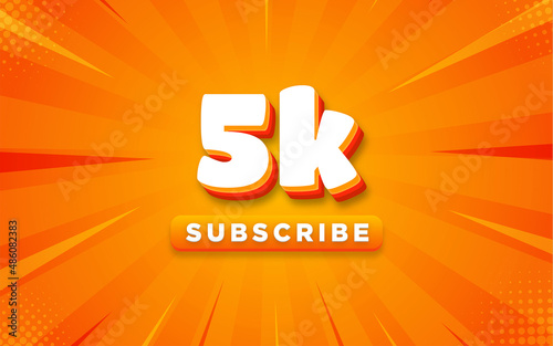 5k subscribers Banner templete with 3d editable text effect.